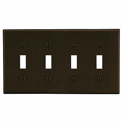 HUBBELL P4 Toggle Switch Wall Plate Standard Brown 4 gang Smth Stn