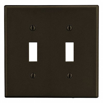 HUBBELL PJ2 Tgl Switch Wall Plate Mid Brown 2 Gang Smooth Satin