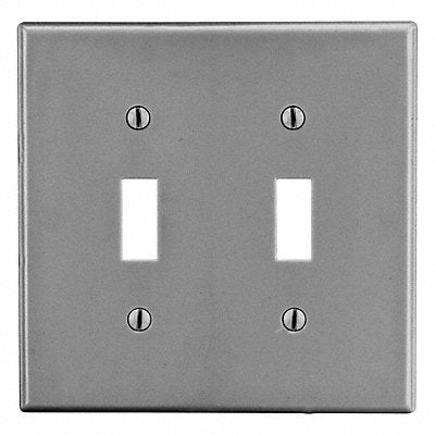 HUBBELL PJ2GY Toggle Switch Wall Plate Mid Grey 2 Gang Smooth Satin