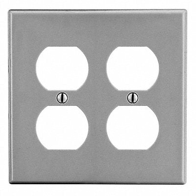 HUBBELL PJ82GY Dup Recept Wall Plate Mid Grey 2 Gang Smooth Satin