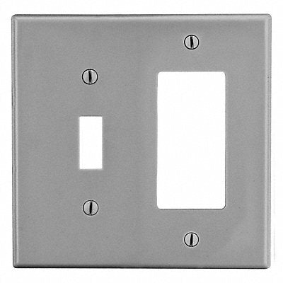 HUBBELL PJ126GY Toggle Switch Rocker Wall Plate Mid Grey 2 Gang Smooth Satin