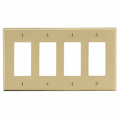 HUBBELL P264I Rocker Wall Plate Standard Ivory 4 gang Smth Stn