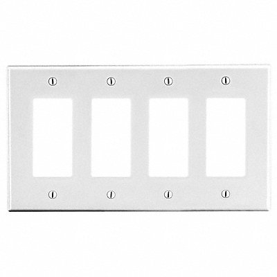 HUBBELL P264W Rocker Wall Plate Standard White 4 gang Smth Stn
