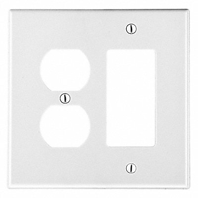HUBBELL P826W Rocker Duplex Receptacle Wall Plate Std Wht 2 Gang Smooth Satin