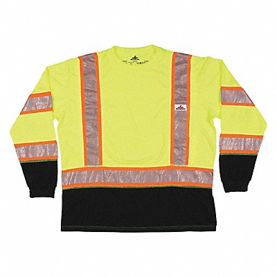 MCR SAFETY FFLTC3SLX2 Long Sleeve T-Shirt Lime 2XL Sz