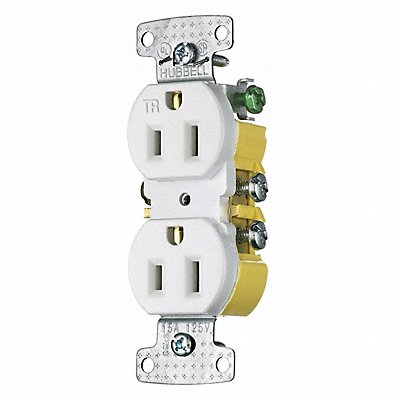 HUBBELL RR15SWTR Receptacle 125VAC White Flush Mounting