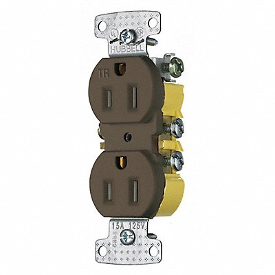 HUBBELL RR15STR Receptacle 125VAC Brown Flush Mounting