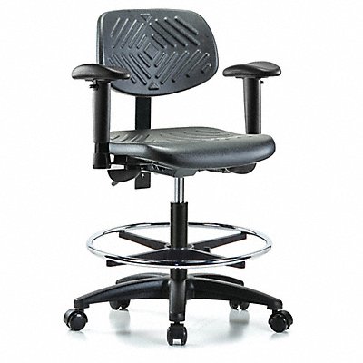 GRAINGER GRPMBCHRGCFRCA1 Cleanroom Task Chair 300 lb Cap. PU