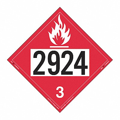 LABELMASTER ZEZ22924 Flammable Liquid Placard 2924 PK25