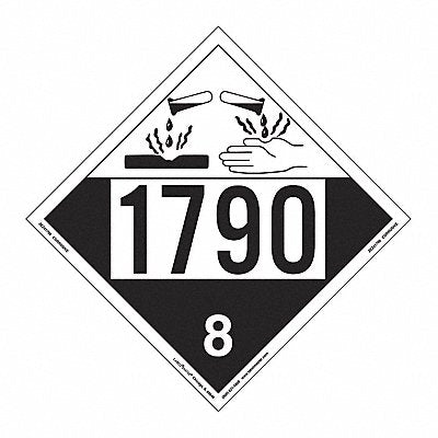 LABELMASTER ZEZ41790 Corrosive Placard UN 1790 PK25