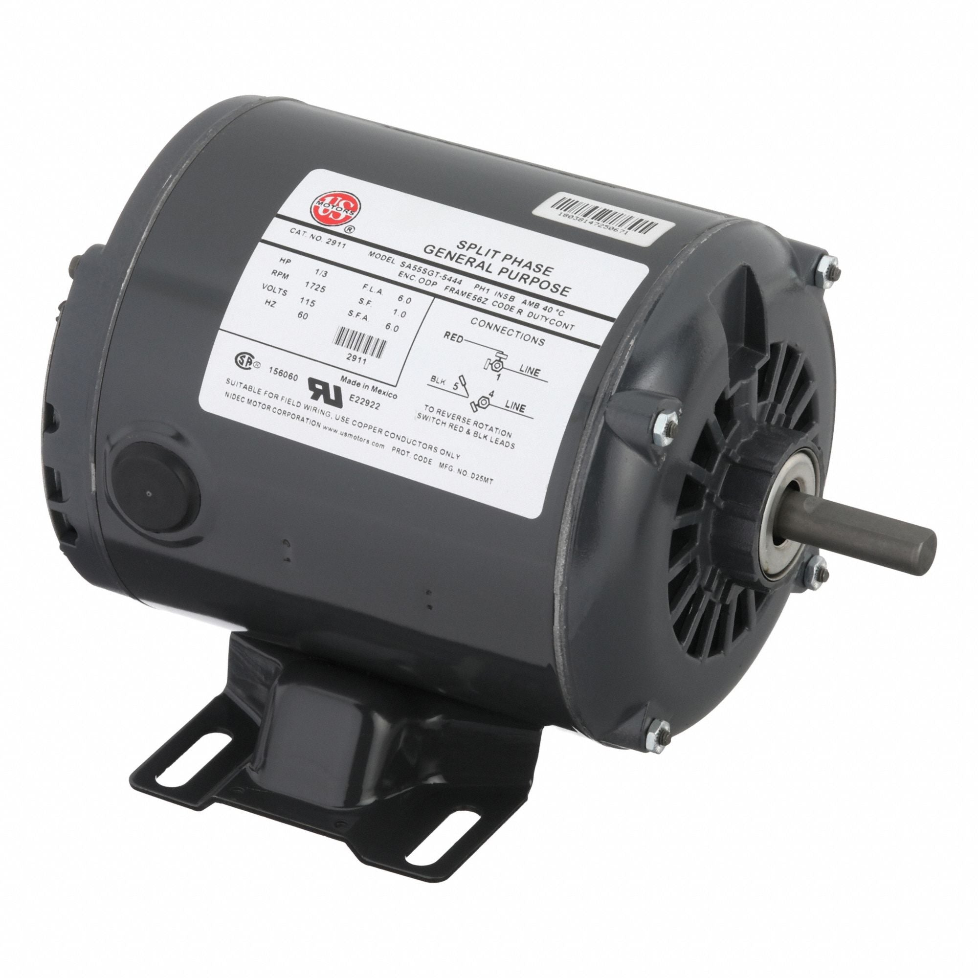 U.S. MOTORS 2911 GP Motor 1/3 HP 1725V RPM 115 56Z