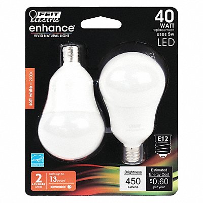 FEIT ELECTRIC BPA1540C927CA2 LED 5 W A15 Candelabra Screw (E12) PK2