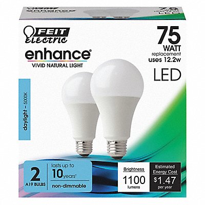 FEIT ELECTRIC OM75950CA10K2 LED 12.2 W A19 Medium Screw (E26) PK2