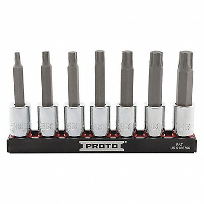 PROTO J4990R7MM Socket Bit Set Steel DrSz 3/8 in