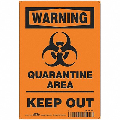 CONDOR HWW306P1007 Quarantine Area Sign