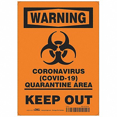 CONDOR HWW308T1410 Coronavirus Quarantine Area Sign
