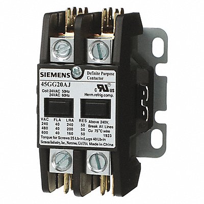 SIEMENS 45GG20AH Definite Purpose Contactor 220/208-240VAC 3P 75A