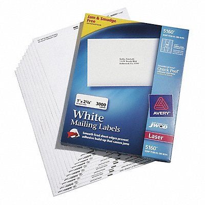ABILITY ONE 7530010000000 Laser Label 1 H 2-5/8 W PK100