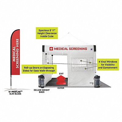 E-Z UP EMC100SKWHES Medical Screening Kit 10 ft L 10 ft W