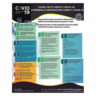ZING 5018 COVID-19 Safety Poster 22 in Plastic