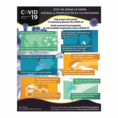 ZING 5016 COVID-19 Safety Poster 22 in Plastic