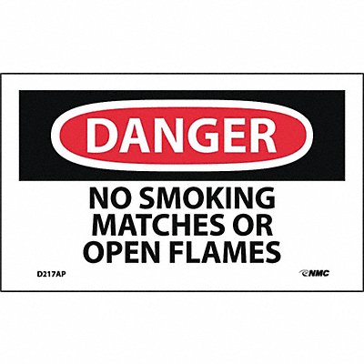 NMC D217AP Danger No Smking Mtchs Or Open Flmes PK5