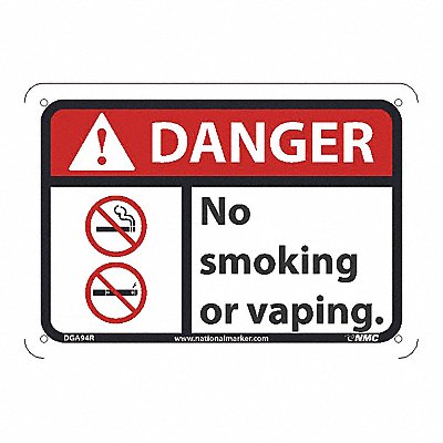 NMC DGA94R Danger No Smoking Or Vaping Sign