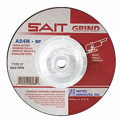 UNITED ABRASIVES-SAIT 20160 Depressed Grinding Wheel 5/8 -11CN ThreadHle