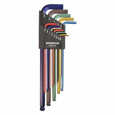 BONDHUS 69637 Ball End L-Wrench Set ColorGuard 13 pcs.