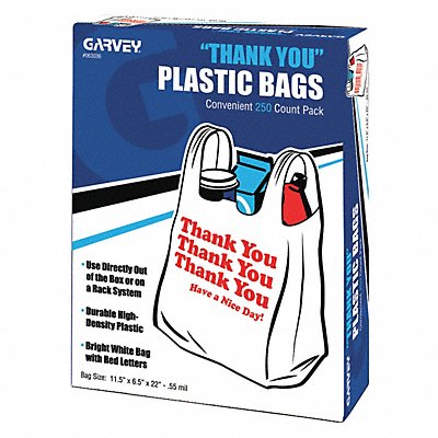 GARVEY 63036 Garvey Plastic Shopping Bags PK250