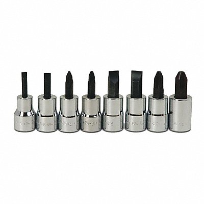 WILLIAMS WSBSP8RC Screwdriver Socket Bit Set 3/8 D 8pcs.