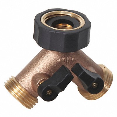 MIDWEST CONTROL GGHC2 Hose Splitter Brass Garden 3/4 GHT