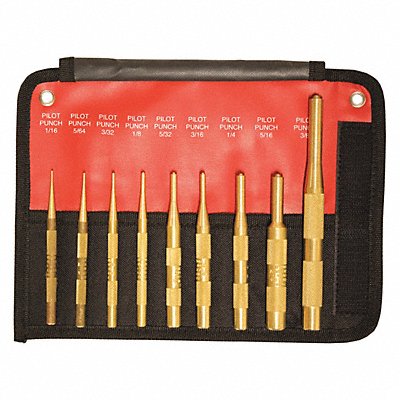 MAYHEW 61367 Brass Pilot Punch Set 9Pc