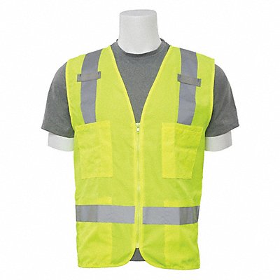 ERB SAFETY 61202 Safety Vest Zipper Hi-Viz Lime XL