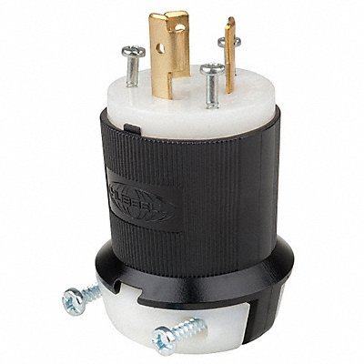 HUBBELL HBL2321 Locking Plug Strt 20 A Blk White Nylon 3Blds