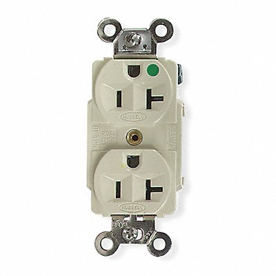 HUBBELL HBL8300I Receptacle Ivory 20 A 2P3W Back Side 1PK