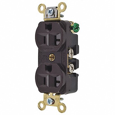 HUBBELL HBL5352 Receptacle Brown 20 A 2P3W Back Side 1PK