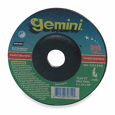 NORTON 66252843596 Cut Off Grinding Wheel 7/8 CN Unthreaded Hole