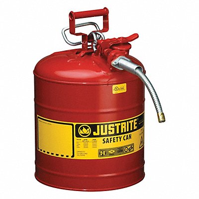 JUSTRITE 7250120 Type II Safety Can Red 17-1/2 in 5 gal.