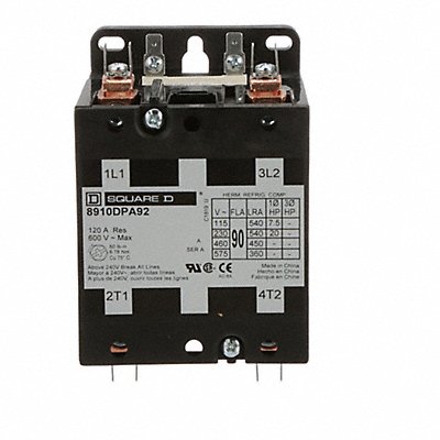 SQUARE D 8910DPA92V02 H2642 Definite Purpose Contactor 110/120VAC 2P 90A