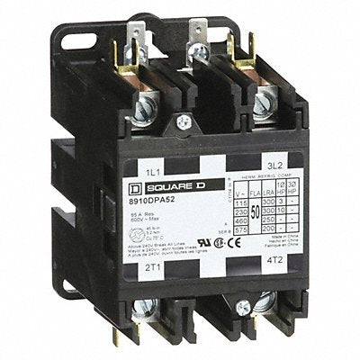 SQUARE D 8910DPA52V02 H2639 Definite Purpose Contactor 110/120VAC 2P 50A