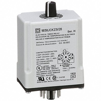 SCHNEIDER 9050JCK23V20 Single Function Time Delay Relay 120VDC 11Pins