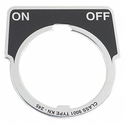 SCHNEIDER ELECTRIC 9001KN245 Legend Plate On-Off Silver/Blk Half-Round