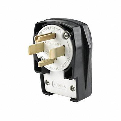HUBBELL HBL9432C Agl Strt Blade Plug Blk 30 A Stnd 14-30P