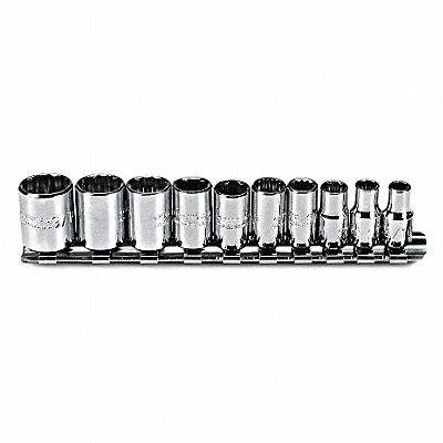 PROTO J47104 Socket Set Range 3/16 in to 9/16 in 12Pt