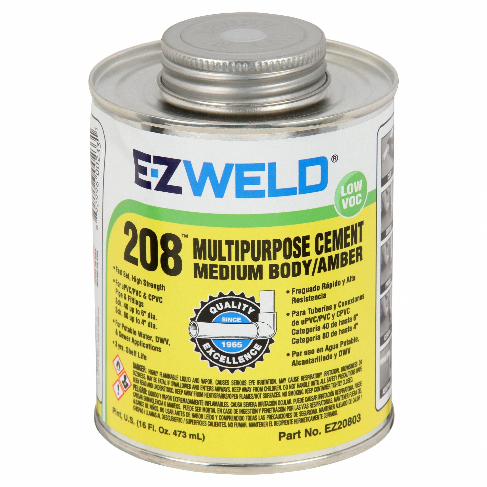 EZ WELD 20803 K8608 Pipe Cement 16 fl oz Amber
