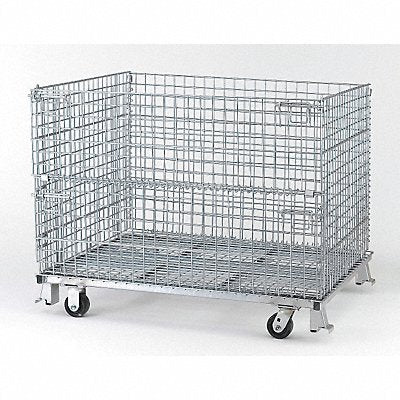 NASHVILLE WIRE C404830S4C Collapsible Bulk Container Silver Vented 43 in