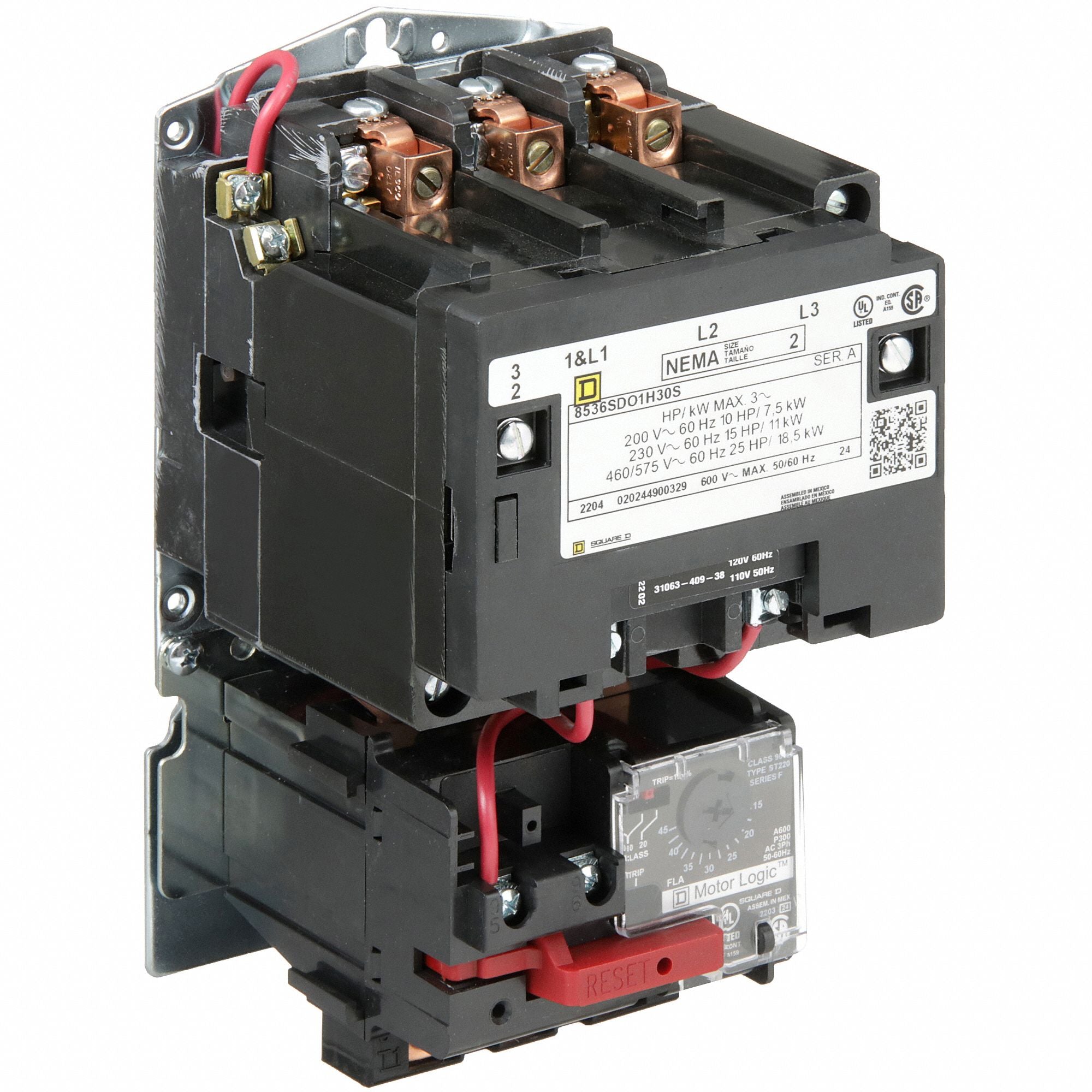 SQUARE D 8536SDO1V02H30S NEMA Magnetic Motor Starter Electric 110/120VAC