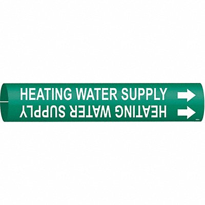 BRADY 4328C Pipe Marker Heating Watr Spply 2in H 2in W