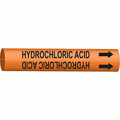 BRADY 4339F Pipe Marker Hydrochloric Acid 8in H 16in W